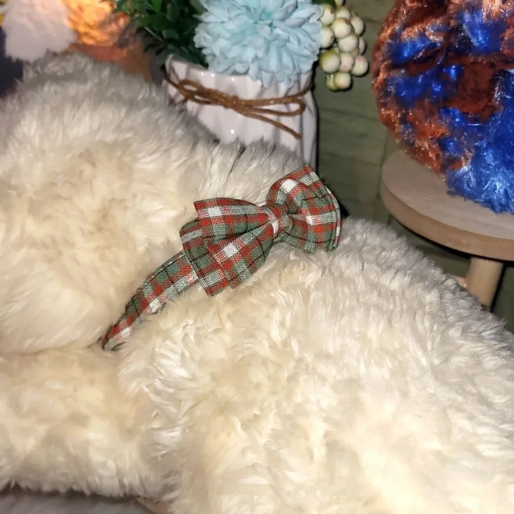 Plaid Dog Collar With Bow Small